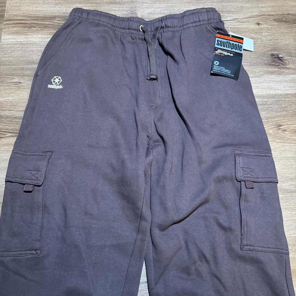 NWT Vintage Southpole Sweatpants Mens XL Brown Baggy Cargo Y2K Oversized Hip Hop - Picture 2 of 16